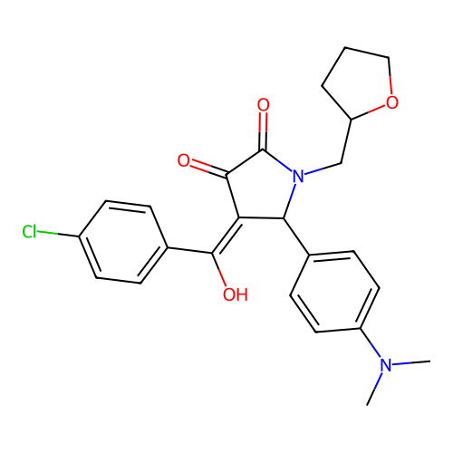 (4E)-4-[(4-chlorophenyl)-hydroxymethylidene]-5-(4-dimethylaminophenyl)-1-(oxolan-2-ylmethyl)pyrrolidine-2,3-dione structure