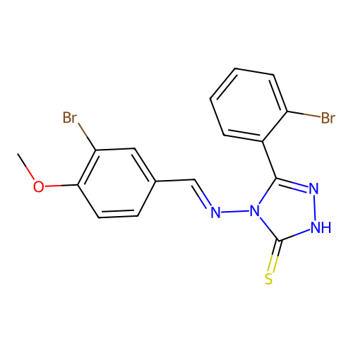 (E)-4-((3-bromo-4-methoxybenzylidene)amino)-5-(2-bromophenyl)-4H-1,2,4-triazole-3-thiol structure