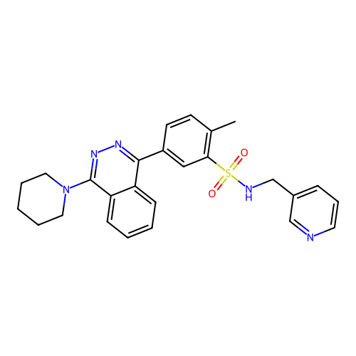 2-methyl-5-(4-piperidin-1-ylphthalazin-1-yl)-N-(pyridin-3-ylmethyl)benzenesulfonamide structure