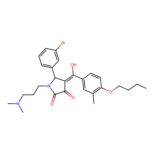 (4E)-5-(3-bromophenyl)-4-[(4-butoxy-3-methylphenyl)-hydroxymethylidene]-1-[3-(dimethylamino)propyl]pyrrolidine-2,3-dione structure