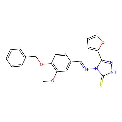 (E)-4-((4-(benzyloxy)-3-methoxybenzylidene)amino)-5-(furan-2-yl)-4H-1,2,4-triazole-3-thiol structure