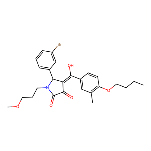 (4E)-5-(3-bromophenyl)-4-[(4-butoxy-3-methylphenyl)-hydroxymethylidene]-1-(3-methoxypropyl)pyrrolidine-2,3-dione structure