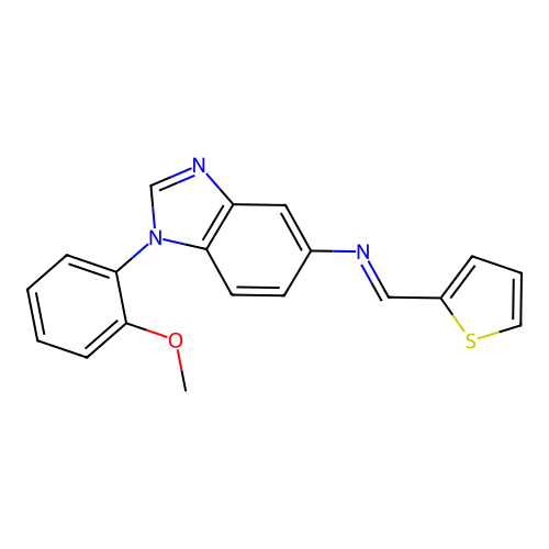 1-(2-methoxyphenyl)-N-[(E)-thiophen-2-ylmethylidene]-1H-benzimidazol-5-amine structure