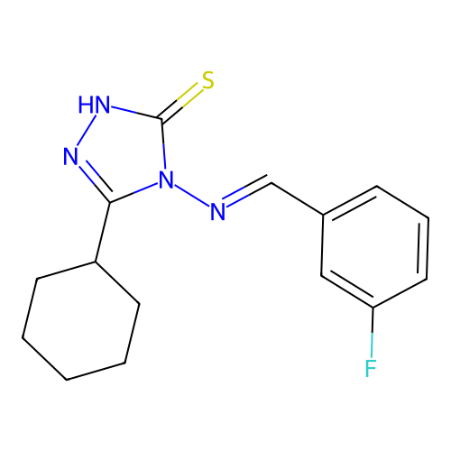 3-cyclohexyl-4-[(E)-(3-fluorophenyl)methylideneamino]-1H-1,2,4-triazole-5-thione structure