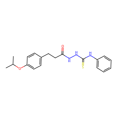 N-phenyl-2-{3-[4-(propan-2-yloxy)phenyl]propanoyl}hydrazinecarbothioamide structure
