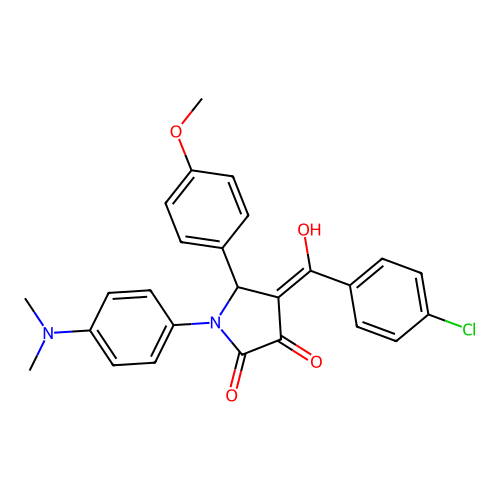 (4E)-4-[(4-chlorophenyl)-hydroxymethylidene]-1-(4-dimethylaminophenyl)-5-(4-methoxyphenyl)pyrrolidine-2,3-dione structure