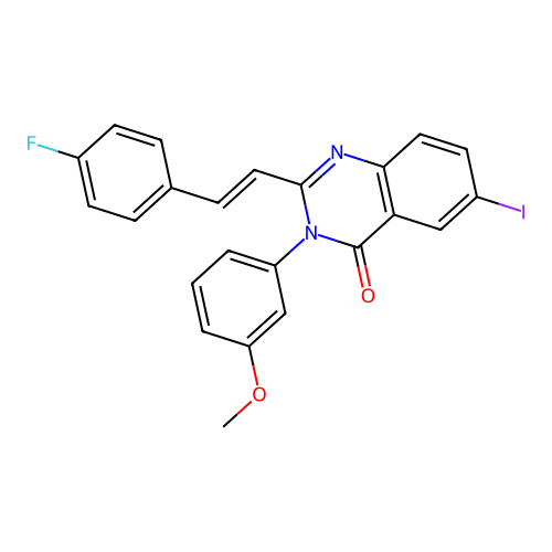 2-[(E)-2-(4-fluorophenyl)ethenyl]-6-iodo-3-(3-methoxyphenyl)quinazolin-4-one structure