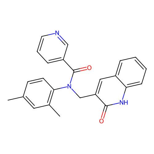 N-(2,4-dimethylphenyl)-N-[(2-oxo-1H-quinolin-3-yl)methyl]pyridine-3-carboxamide structure