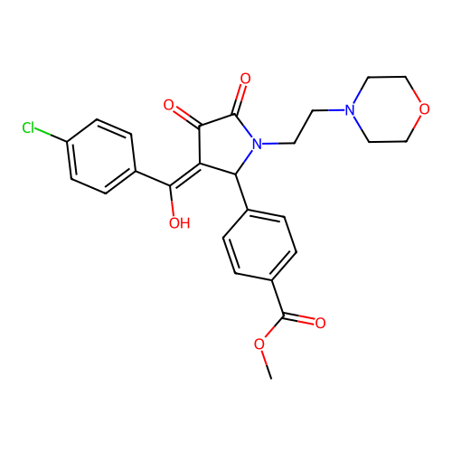 methyl 4-[(3E)-3-[(4-chlorophenyl)-hydroxymethylidene]-1-(2-morpholin-4-ylethyl)-4,5-dioxopyrrolidin-2-yl]benzoate structure