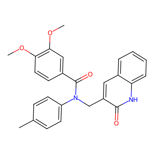 3,4-dimethoxy-N-(4-methylphenyl)-N-[(2-oxo-1H-quinolin-3-yl)methyl]benzamide structure