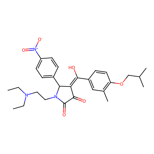 (4E)-1-(2-diethylaminoethyl)-4-[hydroxy-[3-methyl-4-(2-methylpropoxy)phenyl]methylidene]-5-(4-nitrophenyl)pyrrolidine-2,3-dione structure
