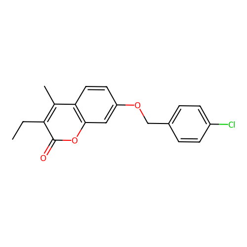 7-((4-chlorobenzyl)oxy)-3-ethyl-4-methyl-2H-chromen-2-one structure