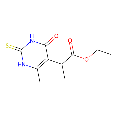 Ethyl 2-(4-hydroxy-6-methyl-2-sulfanylpyrimidin-5-yl)propanoate structure