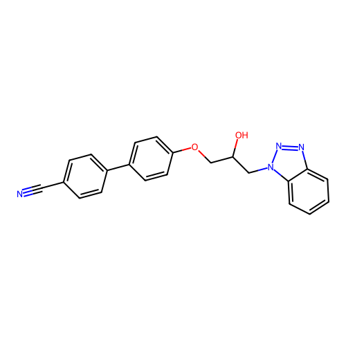 4'-[3-(1H-benzotriazol-1-yl)-2-hydroxypropoxy]biphenyl-4-carbonitrile structure