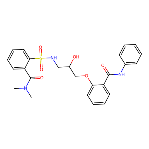 2-({2-hydroxy-3-[2-(phenylcarbamoyl)phenoxy]propyl}sulfamoyl)-N,N-dimethylbenzamide structure