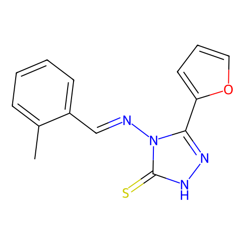 3-(furan-2-yl)-4-[(E)-(2-methylphenyl)methylideneamino]-1H-1,2,4-triazole-5-thione structure
