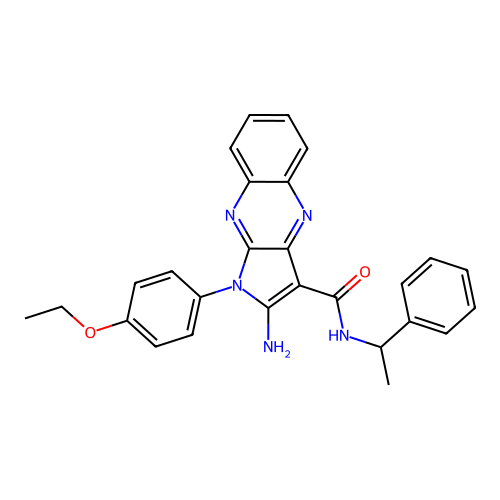 2-amino-1-(4-ethoxyphenyl)-N-(1-phenylethyl)-1H-pyrrolo[2,3-b]quinoxaline-3-carboxamide structure