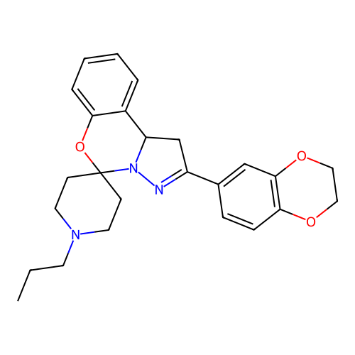 2'-(2,3-dihydro-1,4-benzodioxin-6-yl)-1-propyl-1',10b'-dihydrospiro[piperidine-4,5'-pyrazolo[1,5-c][1,3]benzoxazine] structure