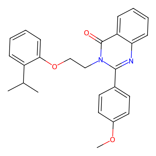 2-(4-methoxyphenyl)-3-{2-[2-(propan-2-yl)phenoxy]ethyl}quinazolin-4(3H)-one structure