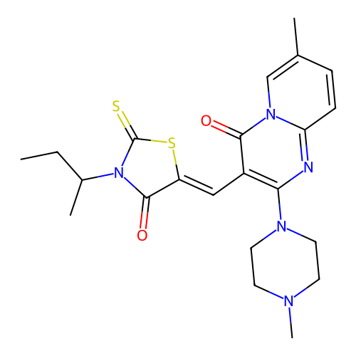 (Z)-3-(sec-butyl)-5-((7-methyl-2-(4-methylpiperazin-1-yl)-4-oxo-4H-pyrido[1,2-a]pyrimidin-3-yl)methylene)-2-thioxothiazolidin-4-one structure