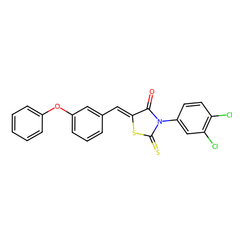 (5Z)-3-(3,4-dichlorophenyl)-5-(3-phenoxybenzylidene)-2-thioxo-1,3-thiazolidin-4-one structure