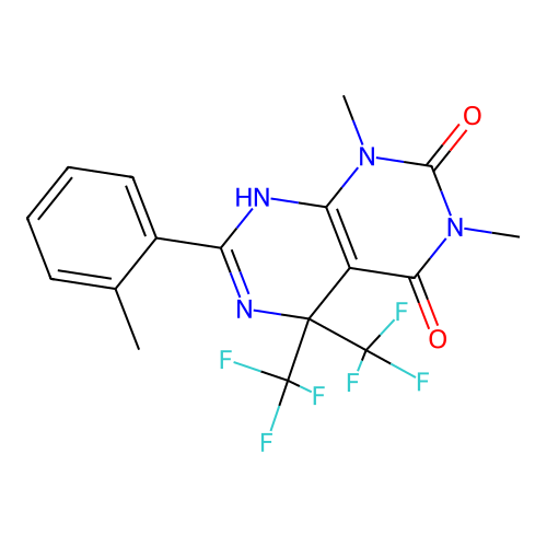 1,3-Dimethyl-7-O-tolyl-5,5-bis-trifluoromethyl-5,8-dihydro-1H-pyrimido[4,5-d]pyrimidine-2,4-dione structure