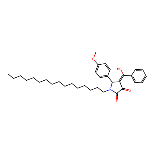 4-benzoyl-1-hexadecyl-3-hydroxy-5-(4-methoxyphenyl)-1H-pyrrol-2(5H)-one structure