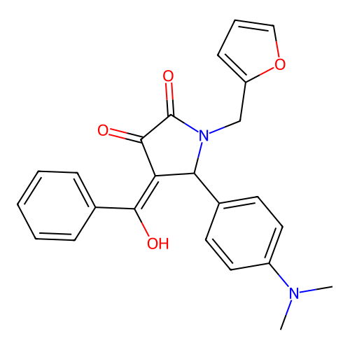 (4E)-5-(4-dimethylaminophenyl)-1-(furan-2-ylmethyl)-4-[hydroxy(phenyl)methylidene]pyrrolidine-2,3-dione structure