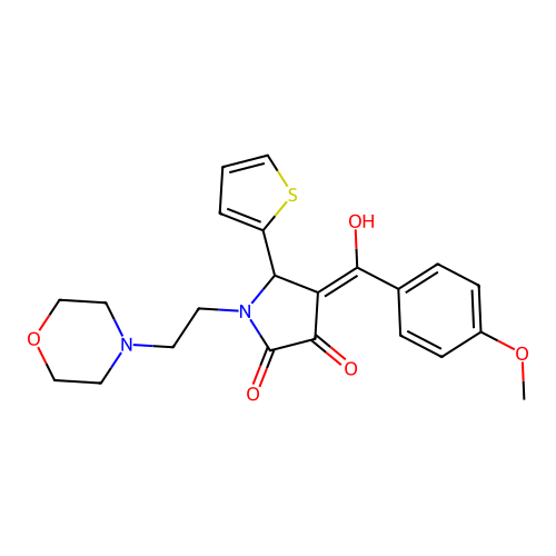 (4E)-4-[hydroxy-(4-methoxyphenyl)methylidene]-1-(2-morpholin-4-ylethyl)-5-thiophen-2-ylpyrrolidine-2,3-dione structure