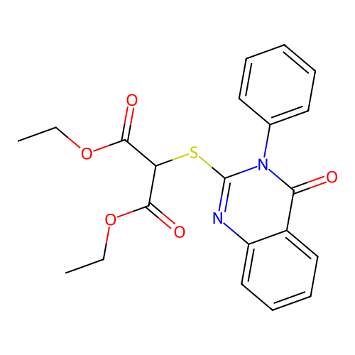 Diethyl [(4-oxo-3-phenyl-3,4-dihydroquinazolin-2-yl)sulfanyl]propanedioate structure