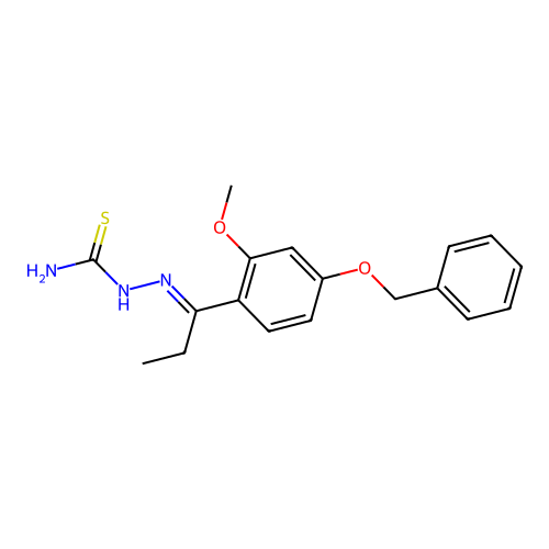 (2E)-2-{1-[4-(benzyloxy)-2-methoxyphenyl]propylidene}hydrazinecarbothioamide structure
