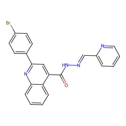 2-(4-bromophenyl)-N'-[(E)-pyridin-2-ylmethylidene]quinoline-4-carbohydrazide structure