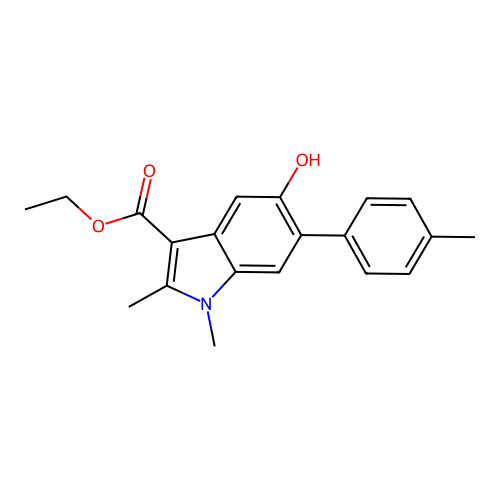 Ethyl 5-hydroxy-1,2-dimethyl-6-(4-methylphenyl)indole-3-carboxylate structure