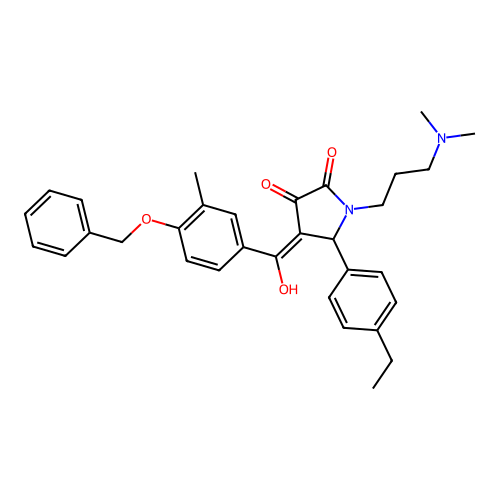 (4E)-1-[3-(dimethylamino)propyl]-5-(4-ethylphenyl)-4-[hydroxy-(3-methyl-4-phenylmethoxyphenyl)methylidene]pyrrolidine-2,3-dione structure