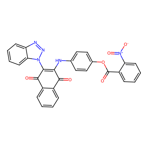 [4-[[3-(benzotriazol-1-yl)-1,4-dioxonaphthalen-2-yl]amino]phenyl] 2-nitrobenzoate structure
