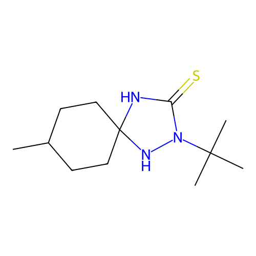 2-Tert-butyl-8-methyl-1,2,4-triazaspiro[4.5]decane-3-thione structure