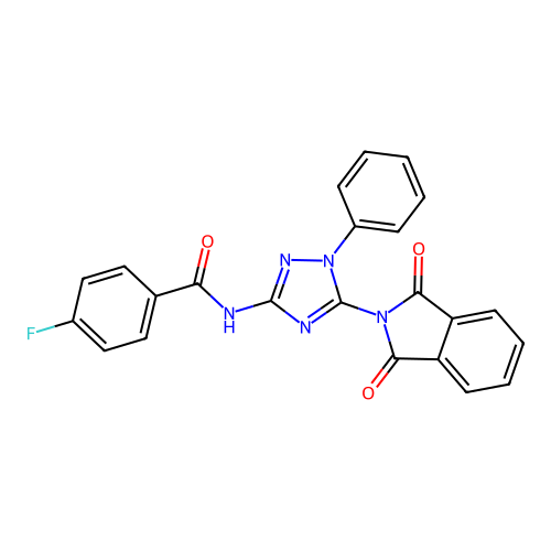 N-(5-(1,3-dioxoisoindolin-2-yl)-1-phenyl-1H-1,2,4-triazol-3-yl)-4-fluorobenzamide structure