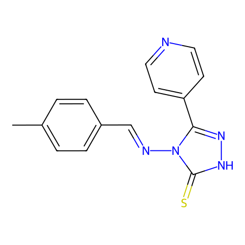 4-[(E)-p-tolylmethyleneamino]-5-(4-pyridyl)-1,2,4-triazole-3-thiol structure