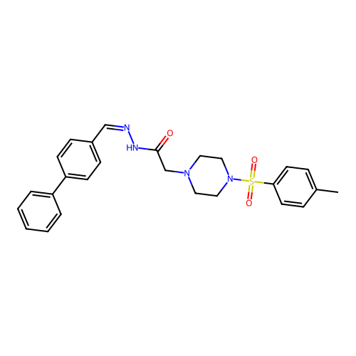 2-[4-(4-methylphenyl)sulfonylpiperazin-1-yl]-N-[(E)-(4-phenylphenyl)methylideneamino]acetamide structure