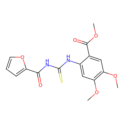Methyl 2-(furan-2-carbonylcarbamothioylamino)-4,5-dimethoxybenzoate structure