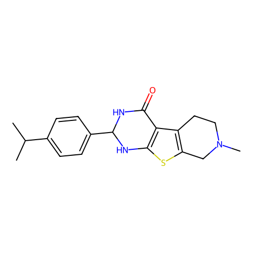 2-(4-isopropylphenyl)-7-methyl-2,3,5,6,7,8-hexahydropyrido[4',3':4,5]thieno[2,3-d]pyrimidin-4(1H)-one structure