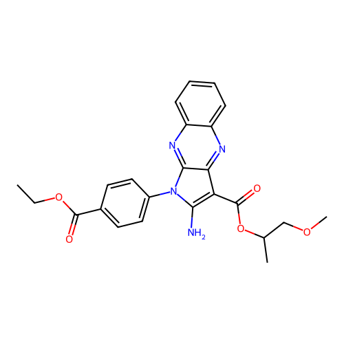 1-methoxypropan-2-yl 2-amino-1-(4-(ethoxycarbonyl)phenyl)-1H-pyrrolo[2,3-b]quinoxaline-3-carboxylate structure