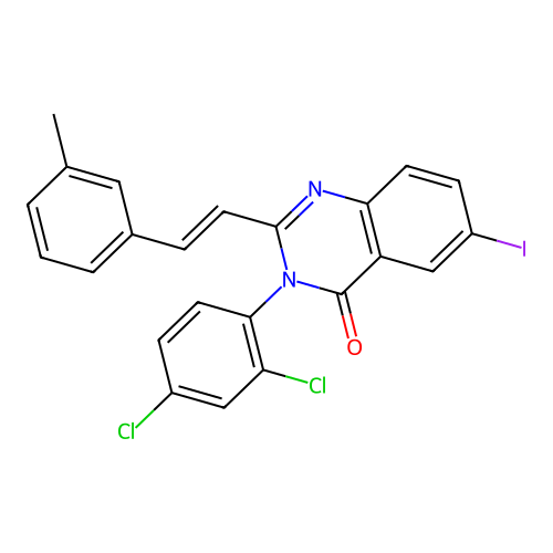 (E)-3-(2,4-dichlorophenyl)-6-iodo-2-(3-methylstyryl)quinazolin-4(3H)-one structure