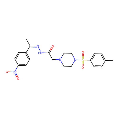 2-{4-[(4-methylphenyl)sulfonyl]piperazin-1-yl}-N'-[(1Z)-1-(4-nitrophenyl)ethylidene]acetohydrazide structure