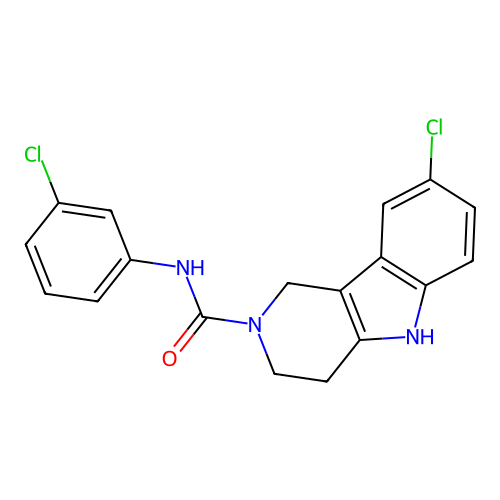 8-chloro-N-(3-chlorophenyl)-1,3,4,5-tetrahydro-2H-pyrido[4,3-b]indole-2-carboxamide structure