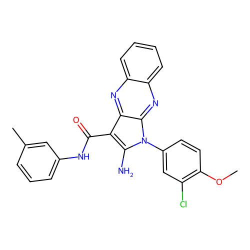 2-amino-1-(3-chloro-4-methoxyphenyl)-N-(3-methylphenyl)-1H-pyrrolo[2,3-b]quinoxaline-3-carboxamide structure