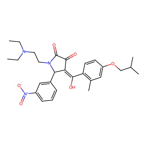 (4E)-1-(2-diethylaminoethyl)-4-[hydroxy-[2-methyl-4-(2-methylpropoxy)phenyl]methylidene]-5-(3-nitrophenyl)pyrrolidine-2,3-dione structure