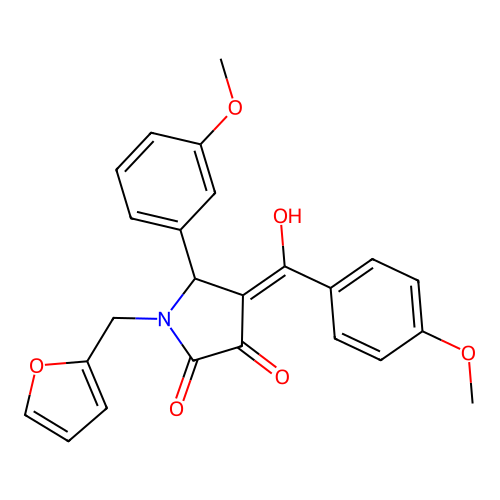(4E)-1-(furan-2-ylmethyl)-4-[hydroxy(4-methoxyphenyl)methylidene]-5-(3-methoxyphenyl)pyrrolidine-2,3-dione structure