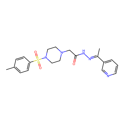 2-{4-[(4-methylphenyl)sulfonyl]piperazin-1-yl}-N'-[(1E)-1-(pyridin-3-yl)ethylidene]acetohydrazide structure