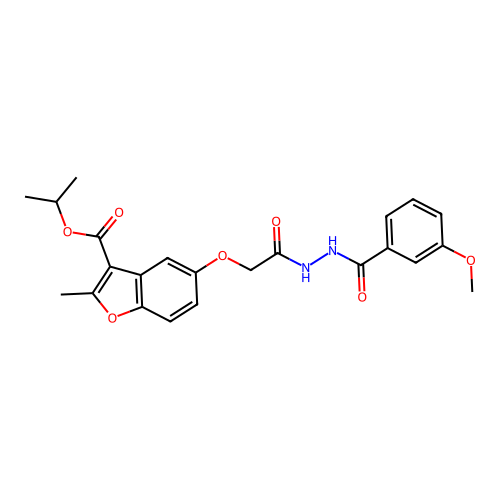 Propan-2-yl 5-[[(3-methoxybenzoyl)amino]carbamoylmethoxy]-2-methyl-benzofuran-3-carboxylate structure
